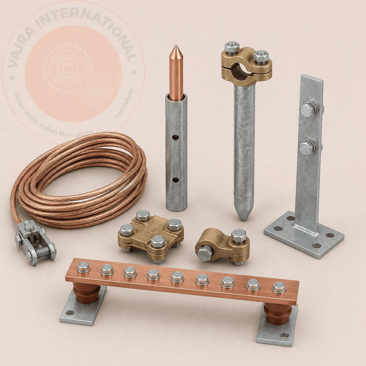 Earthing & Bonding, Copper & GI · Strip · Plate · Rod | Vajra International, manufacturer & exporter, Howrah, India