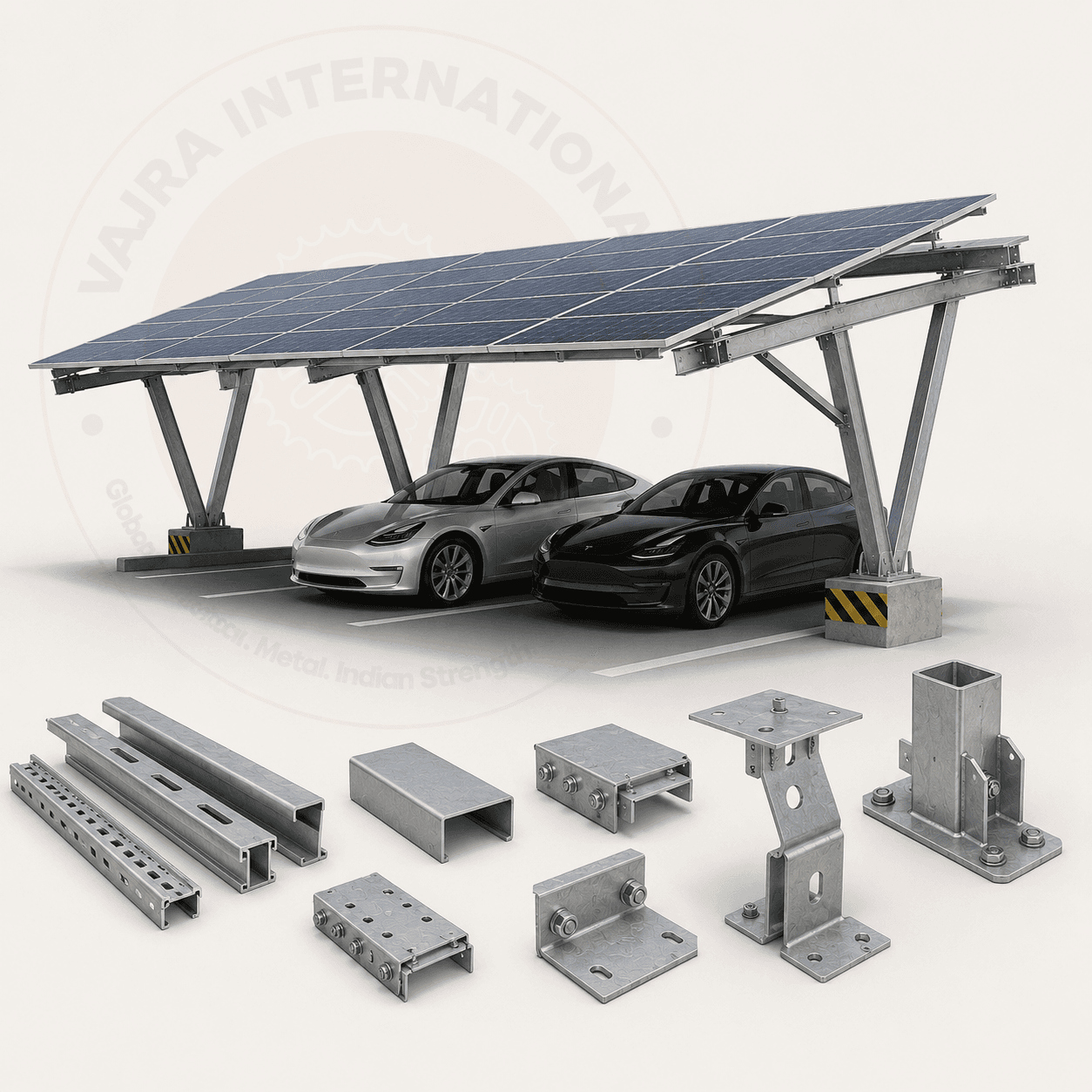 Solar Panel Mounting Structures, manufacturer & exporter, India | Vajra International, Howrah