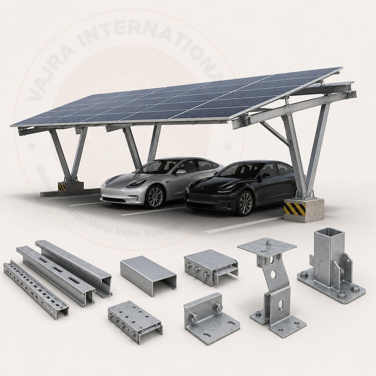 Solar Panel Mounting Structures, manufacturer & exporter, India | Vajra International, Howrah